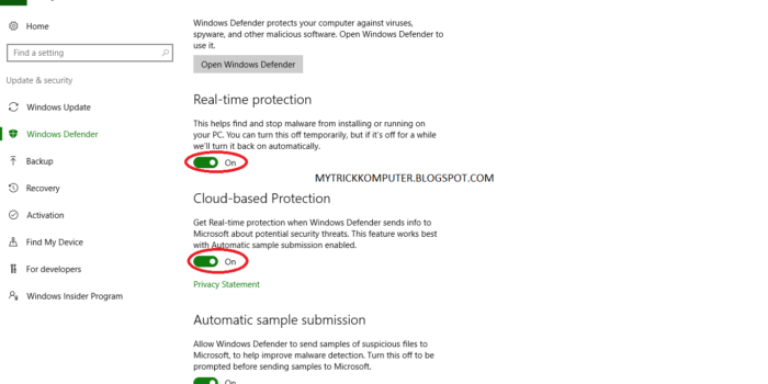 Mematikan Sementara Windows Defender Windows 10